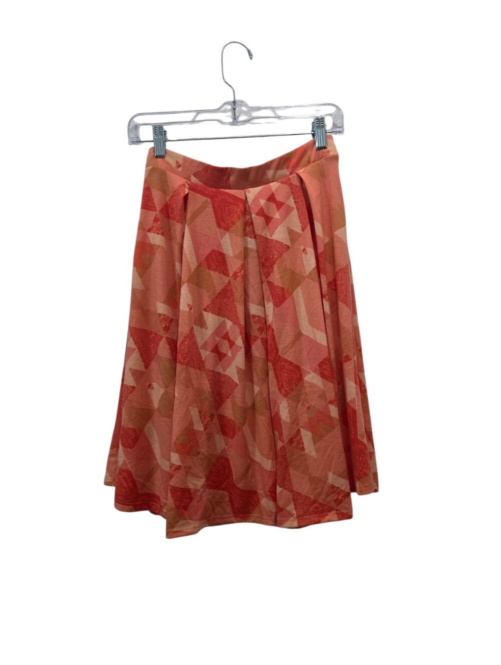 NEW LuLaRoe Madison Skirt XS Box Pleat Geometric Coral Pink A-Line Midi USA